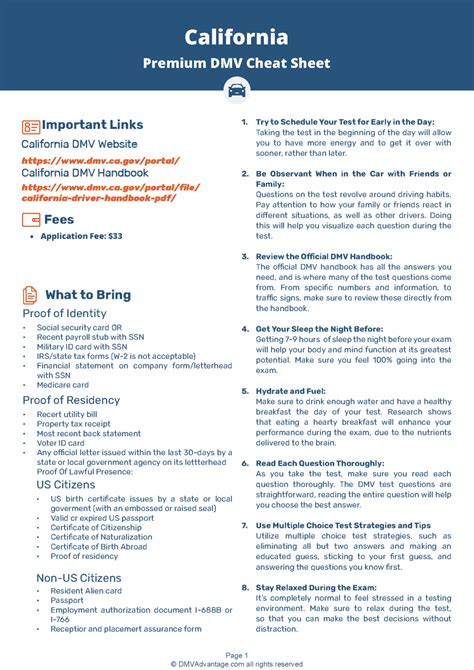 What to expect on the actual CA DMV exam. . Ca dmv test cheat sheet